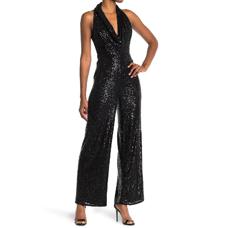 Rachel Rachel Roy Women's Kelly Sequined Cowlneck Jumpsuit Black Size 8 Sequin Shift Gown