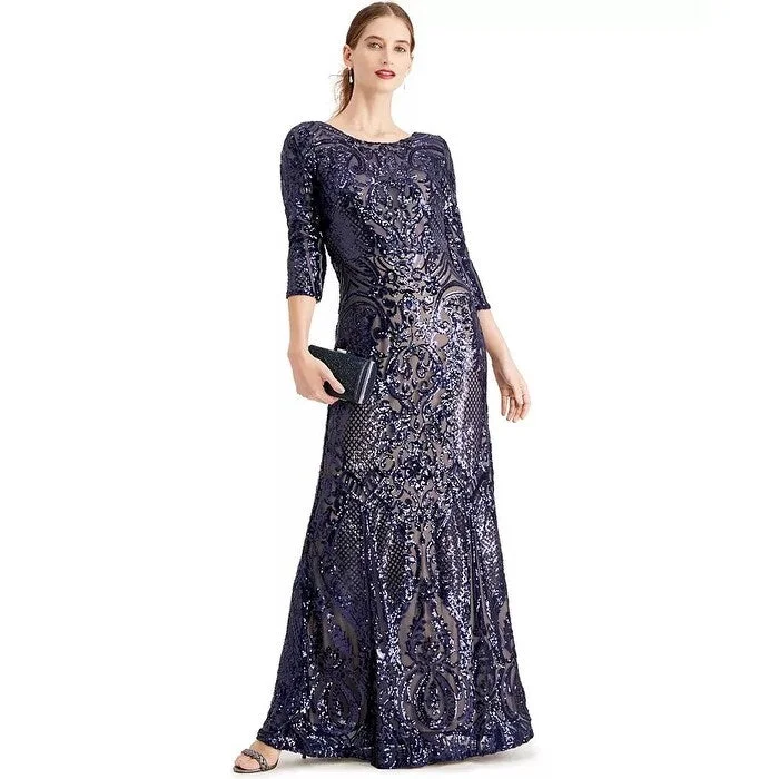 Alex Evenings Women's Sequined Mermaid Gown Purple Size 4 Sequin Dress Appeal