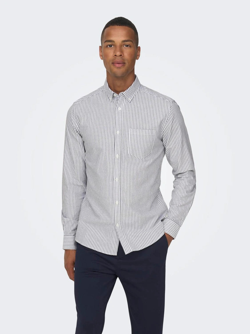 Grey Stripe Oxford Shirt