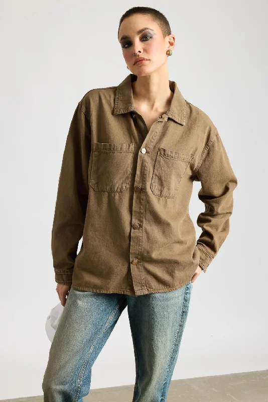 Earthy Two Pocketed Women's Shacket Women's party jackets