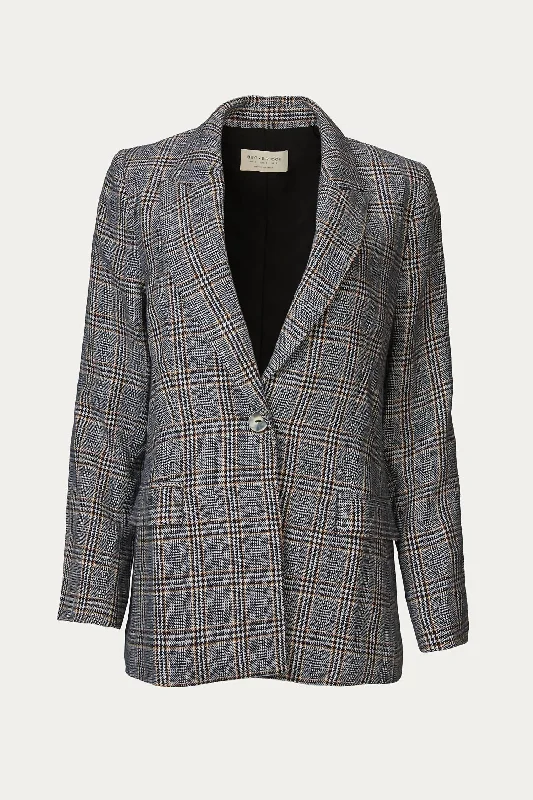 Garance Blazer In Blue Check Slim Fit Blazer Jacket