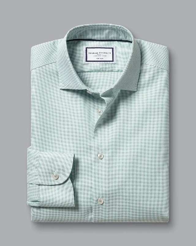 Rectangle Stretch Texture Slim Fit Shirt - Spearmint Green