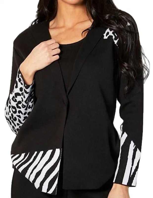 Animal Print Blazer In Black/white Trendy Blazer Outfit