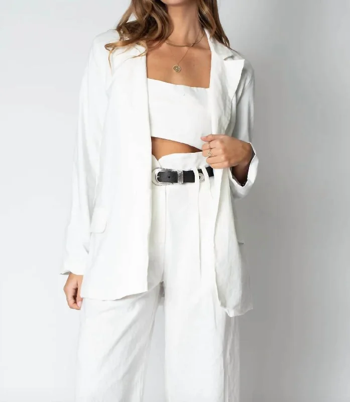 Linen Blazer In White Blazer Dress for Women