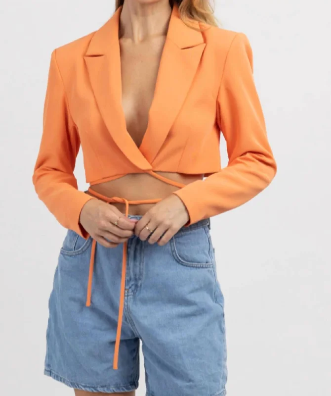 Soho Summer Wrap Blazer Top In Orange Casual Blazer Jackets