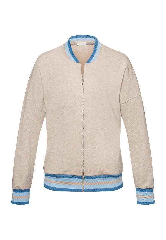 Natural Living Cotton Zip-Up Jacket | Camel Melange 78850-2895 Women's Adidas jackets