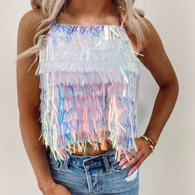 Tiffany Iridescent Sequin Top