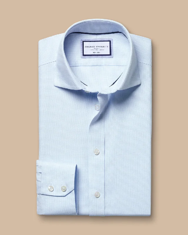 Cutaway Collar Non-Iron Stretch Kensington Weave Classic Fit Shirt - Light Blue