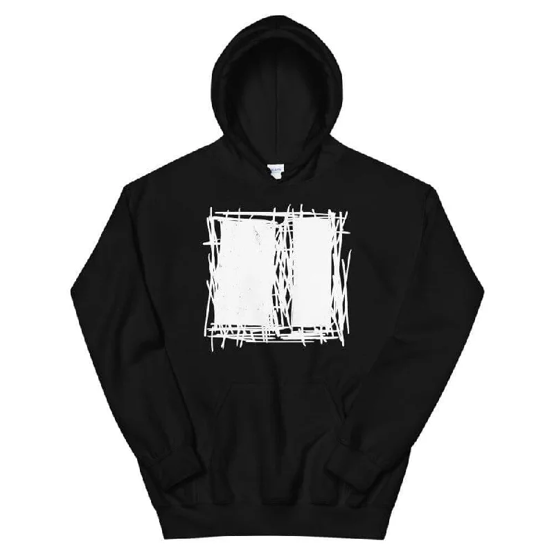 Lucina Black Abstract Scribble Short-Sleeve Unisex Hoodie Everyday Hoodie Sweatshirt