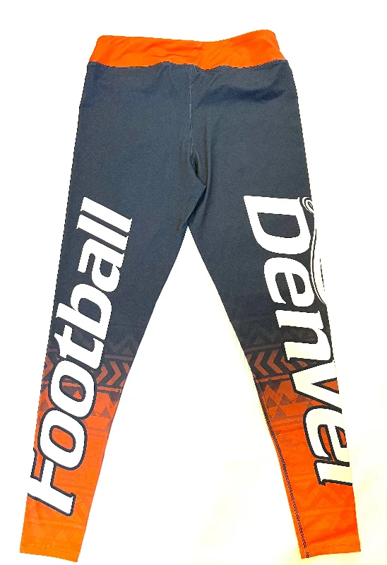 Love Denver Football Orange & Blue Leggings Women size Large Soft Hoodies for Women