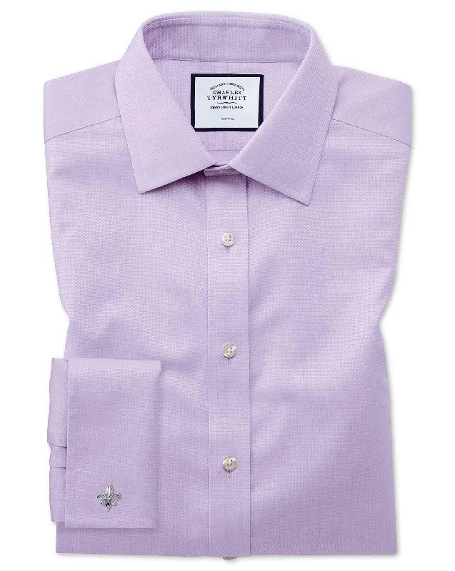 Super Slim Fit Triangle Weave Cotton Formal Shirt - Lilac