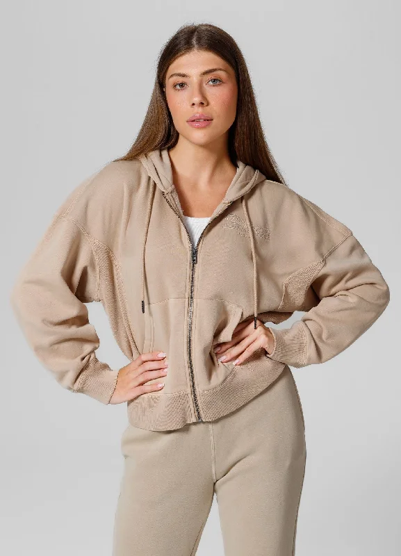 Women's zip-up hoodie Washed Manzanita II - Sand Simple Hoodies for Women