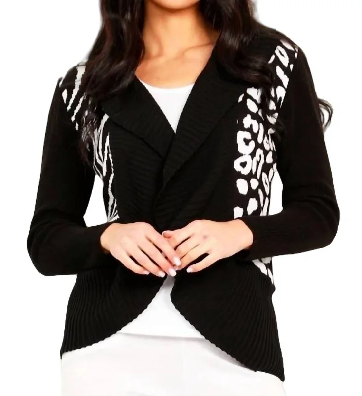 Animal Print Signature Wrap With Pin In Black/white Structured Blazer Jacket