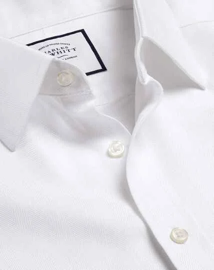 Cutaway Collar Non-Iron Herringbone Shirt - White