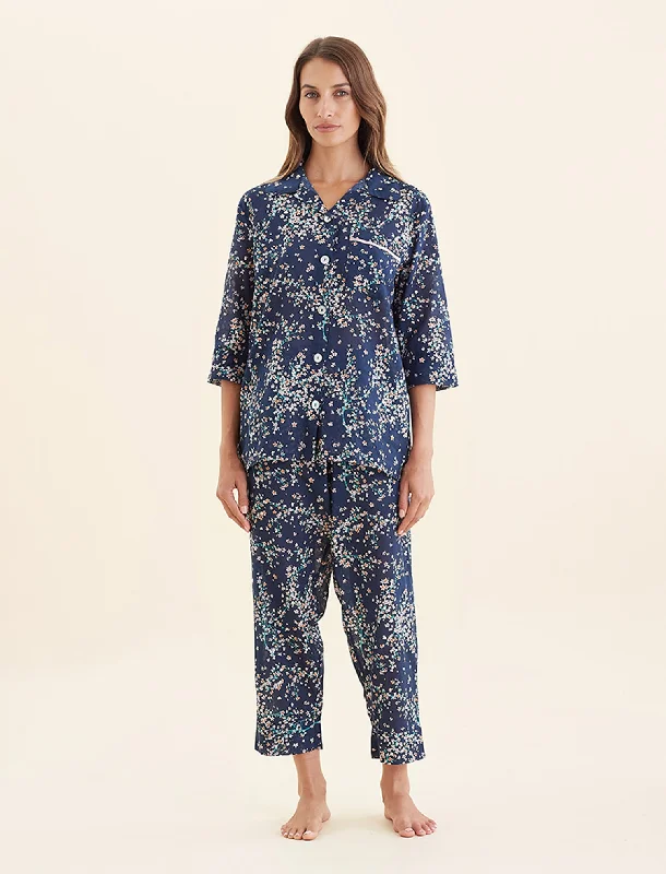 Cheri Blossom Crop PJ Set with Eye Mask Softest pajama sets