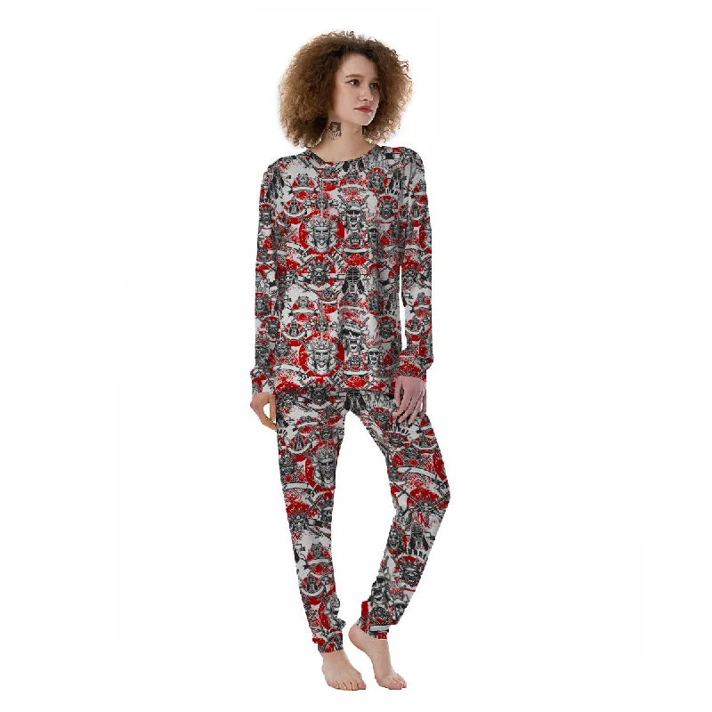 Samurai Japanese Print Pattern Women's Pajamas Sleeveless pajama sets