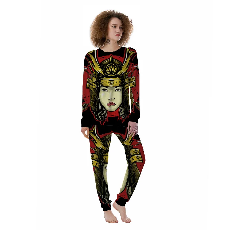 Samurai Woman Japanese Print Women's Pajamas Minimalist pajama sets