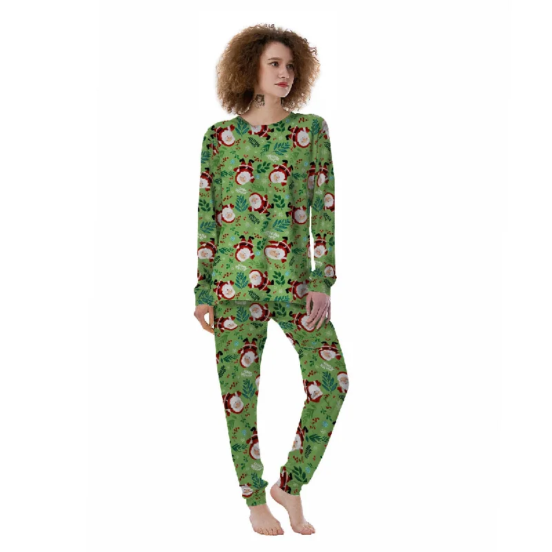 Santa Claus Happy Print Pattern Women's Pajamas Thermal pajama sets