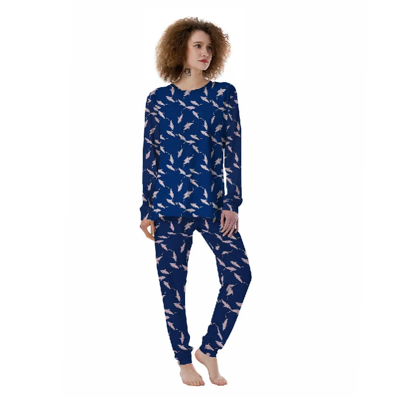 Shark Blue And Pink Print Pattern Women's Pajamas Best-selling pajama sets 2024