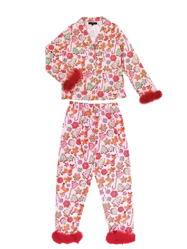 Simply Southern Holiday Feather Pajamas Set - Christmas Cookie Print Expensive pajama sets