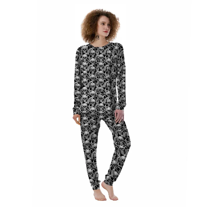 Skull Octopus Tentacles Print Pattern Women's Pajamas Long sleeve pajama sets