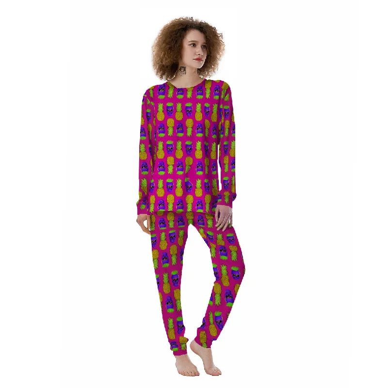 Skull Pineapple Print Pattern Women's Pajamas Boho pajama sets