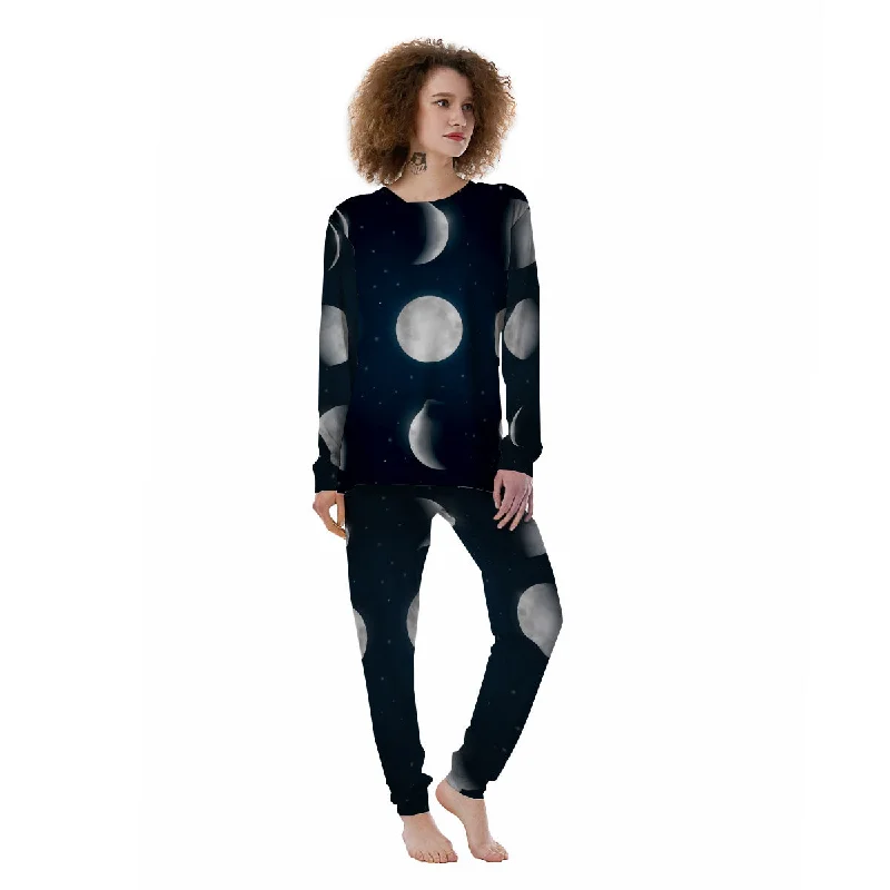 Sky Moon Night Phase Print Women's Pajamas Cozy pajama sets