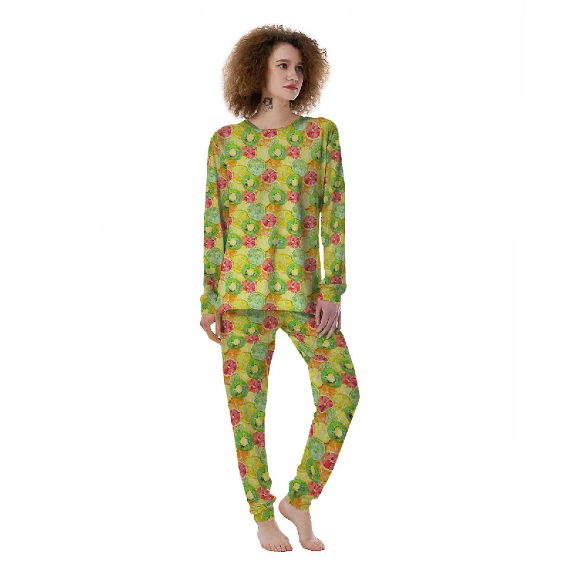 Slices Fruit Orange Print Pattern Women's Pajamas Polyester pajama sets