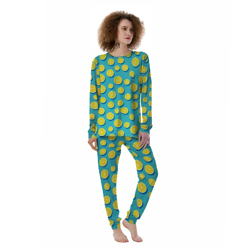 Slices Lemon Print Pattern Women's Pajamas Couple pajama sets