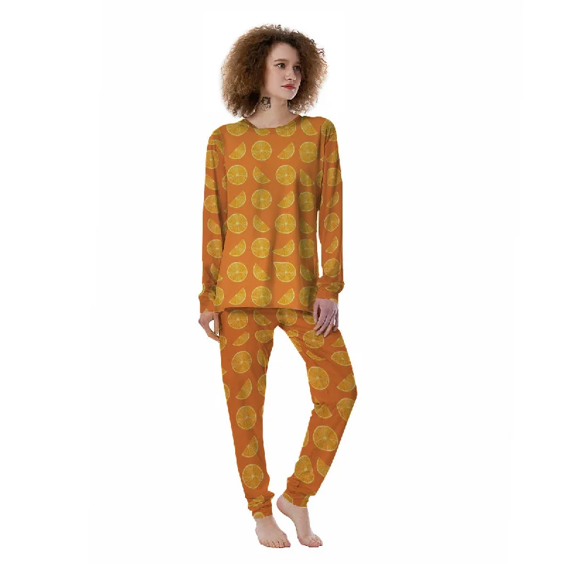 Slices Orange Print Pattern Women's Pajamas Personalized pajama sets