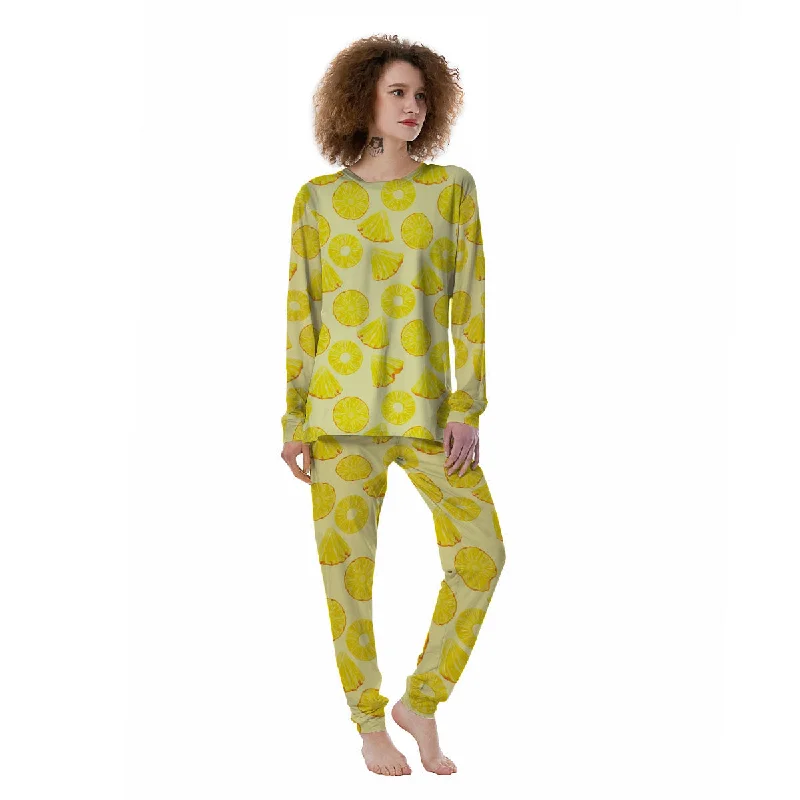 Slices Pineapple Print Pattern Women's Pajamas Best pajama sets for honeymoon