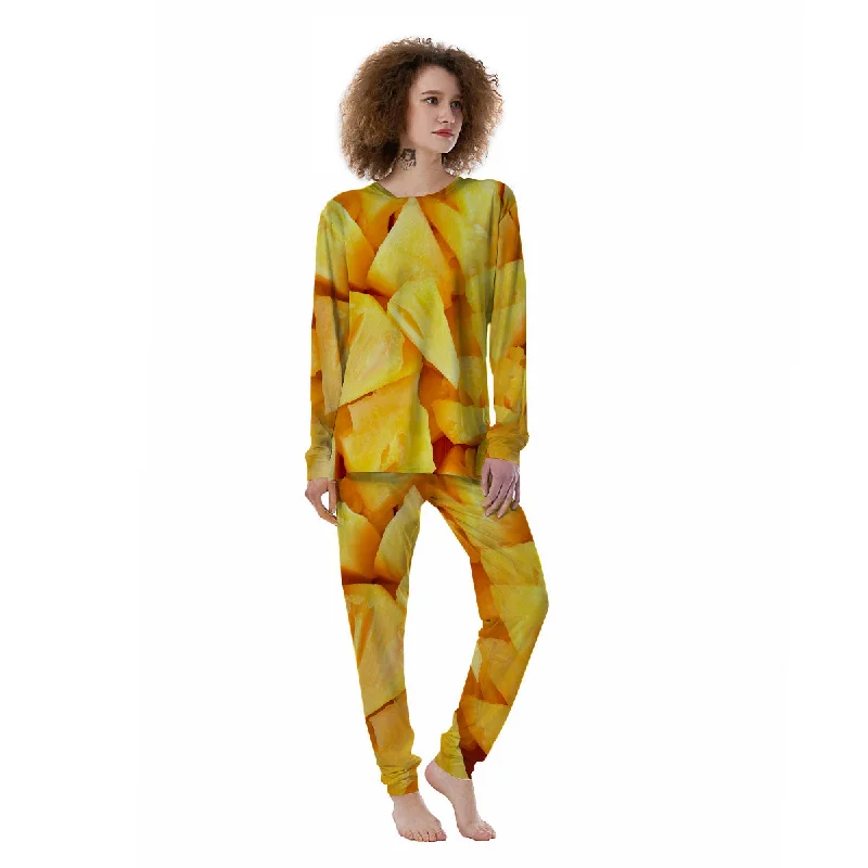 Slices Pineapple Print Women's Pajamas Best pajama sets for cold weather