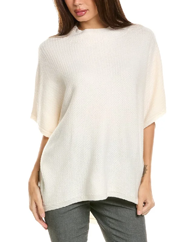 Forte Cashmere Textured Funnel Cashmere Popover Office sweaters