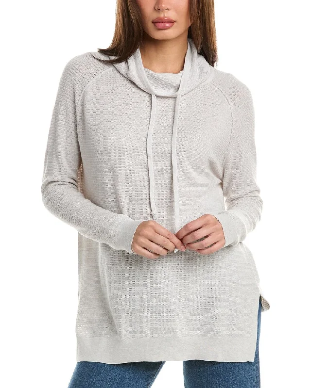 Forte Cashmere Thermal Drawstring Funnel Cashmere-Blend Sweater Cotton sweaters