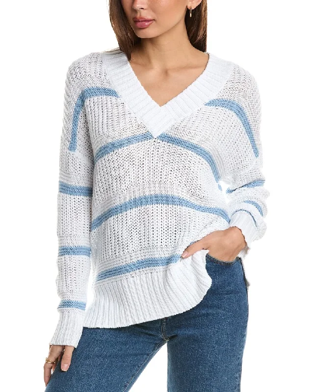 Forte Cashmere Easy Textured V-Neck Sweater Lightweight sweaters for spring