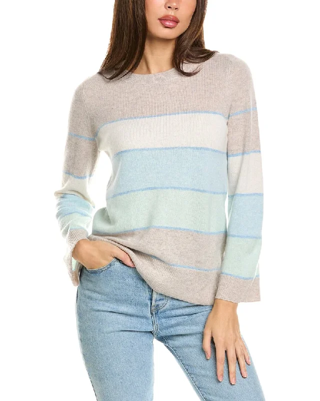 Forte Cashmere Wide Stripe Cashmere Pullover Holiday sweaters