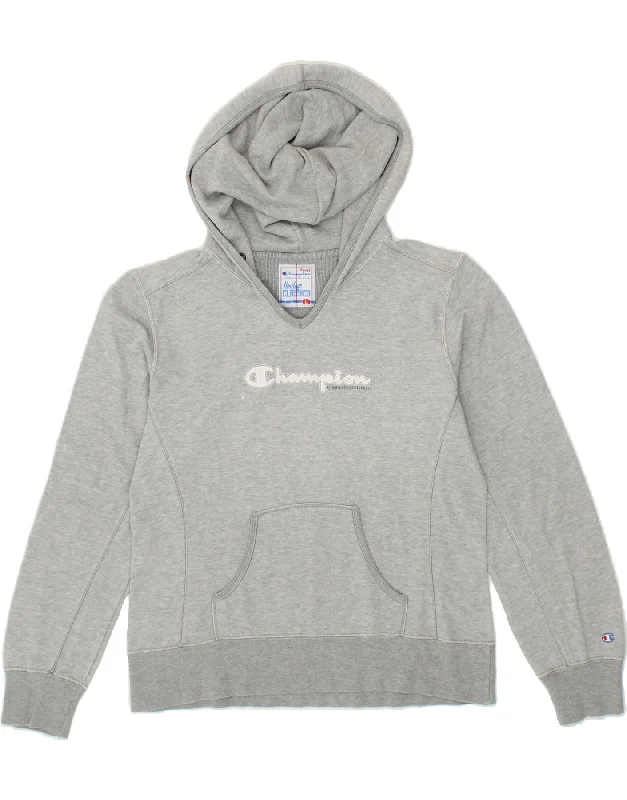 CHAMPION Womens Graphic Hoodie Jumper UK 16 Large Grey Cotton Edgy sweaters