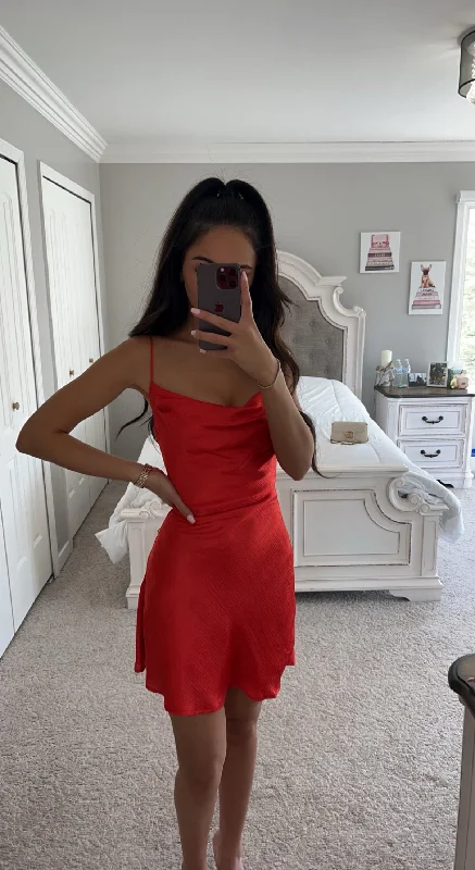 RUNAWAY THE LABEL RED SATIN MINI DRESS Shein mini dresses