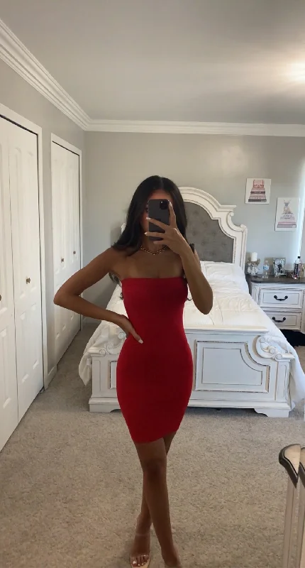 RED TUBE TOP MINI DRESS Bodycon mini dresses