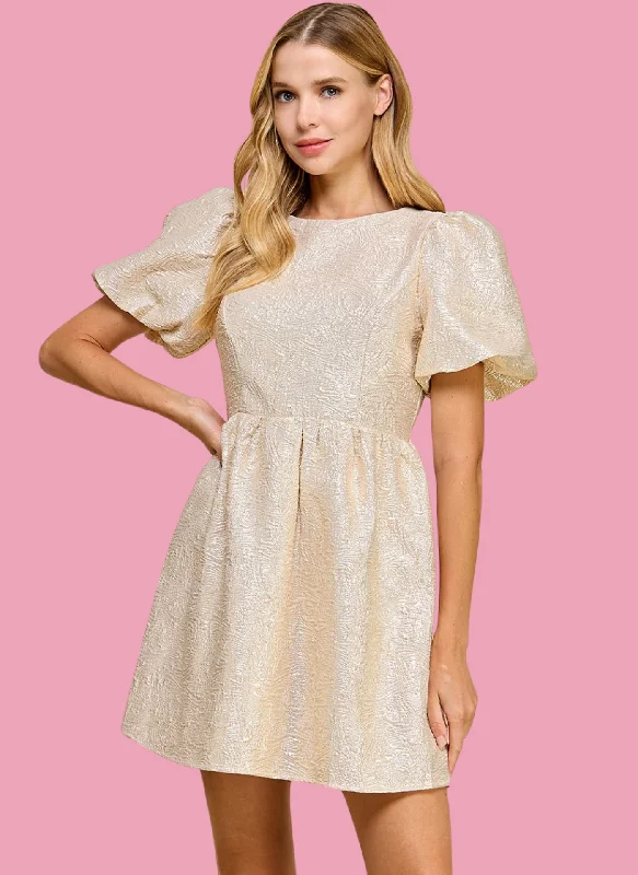 Textured Jacquard Metallic Dress Silk mini dresses