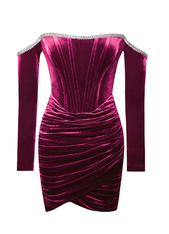 VELVET CRYSTAL MINI DRESS High-end mini dresses