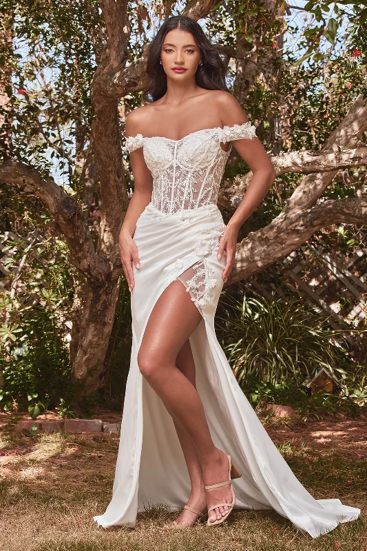 **Cinderella Divine's Ethereal Off-Shoulder Gown: Unveil Your Inner Princess** Floral Lace Wedding