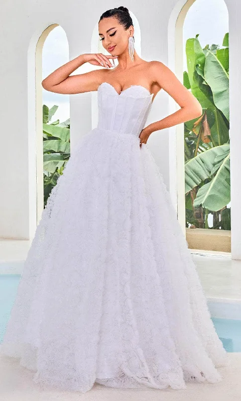 J'Adore Dresses J24045 - Floral Ruffled A-Line Evening Gown Soft Satin Bridal