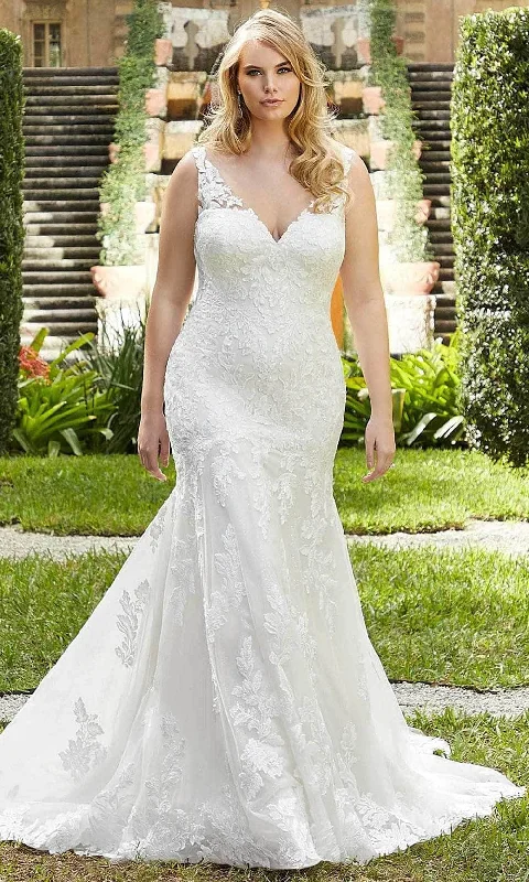 Mori Lee Bridal 3367 - Sleeveless, Sheer Back Wedding Dress Simple Satin Gown