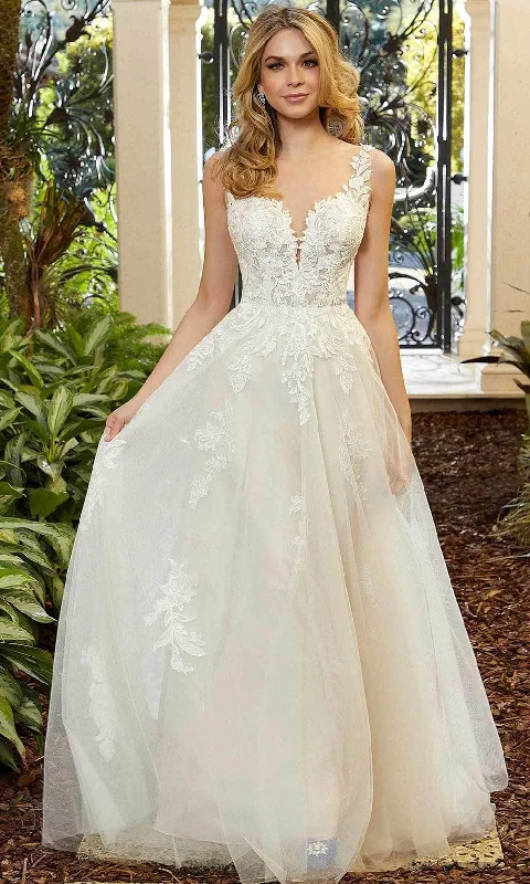 Mori Lee Bridal 5974 - Sleeveless Bateau Neckline Lace Boho Dress