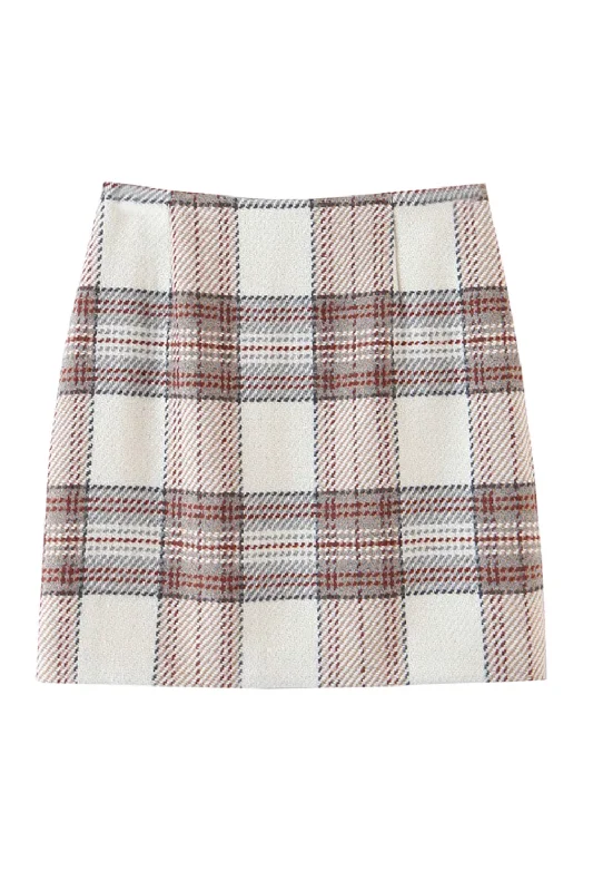 'Ivy' Knitted Plaid Skirt Denim unclassified skirts