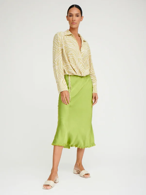 Riley Skirt in Vintage Satin - Lime Tiered unclassified skirts