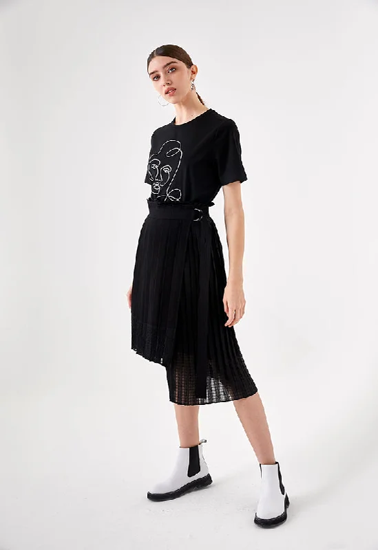 Pleated High Low Skirt Summer unclassified skirts