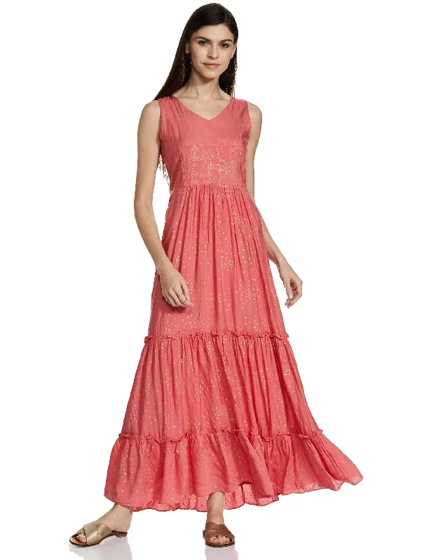 AND Women's Rayon A-Line Maxi Dress (L.Pink) Best maxi dresses for casual wear