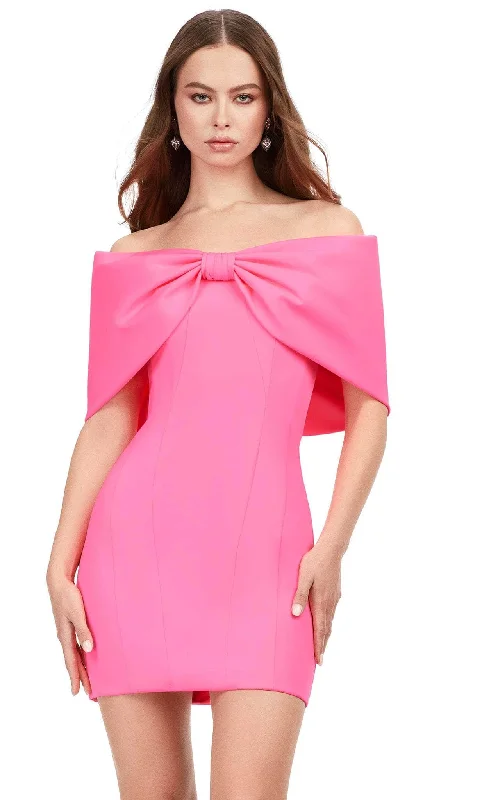 Ashley Lauren 4640 - Off-Shoulder Bow Detail Cocktail Dress Bodycon party dresses